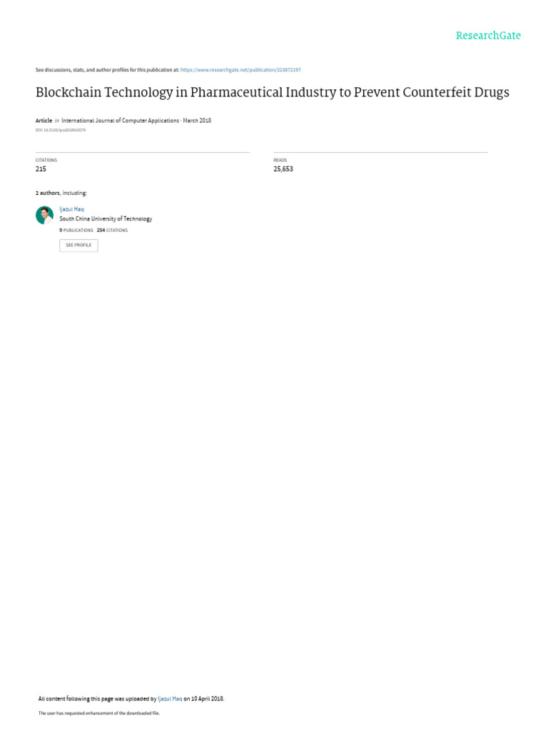 Blockchain for Counterfeit Drug Prevention | PDF | Supply Chain ...