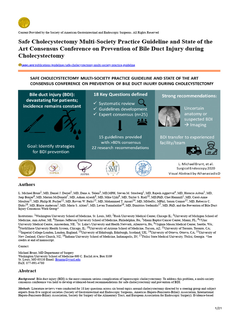Guidelines for Safe Cholecystectomy | PDF | Gallbladder | Clinical Medicine