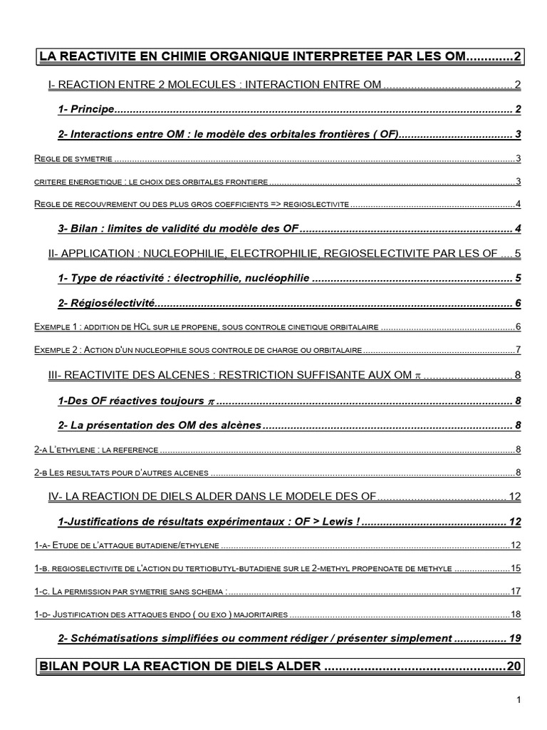 Réactivité en Chimie Organique par OM | PDF | Orbitale moléculaire | Chimie