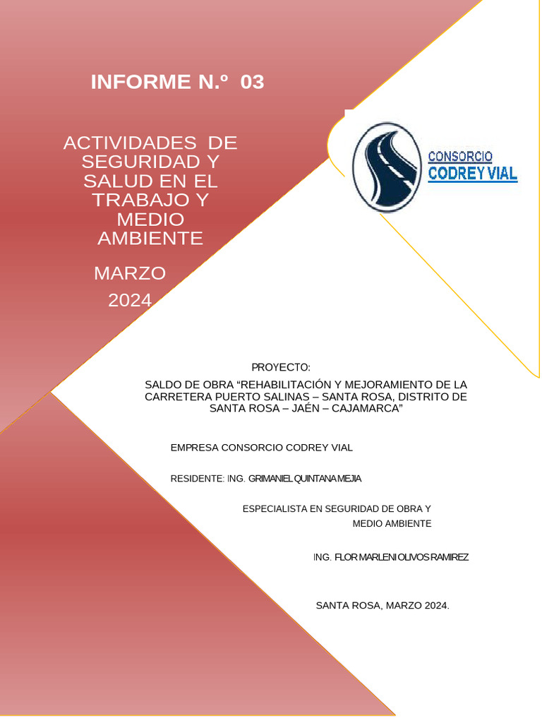 Informe Mensual de Seguridad en Obra 2024 | PDF | Seguridad y salud ...