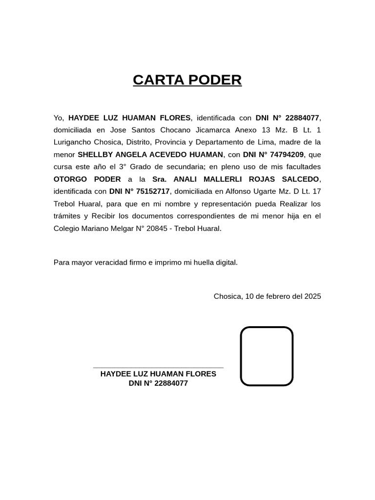 Carta Poder Simple | PDF