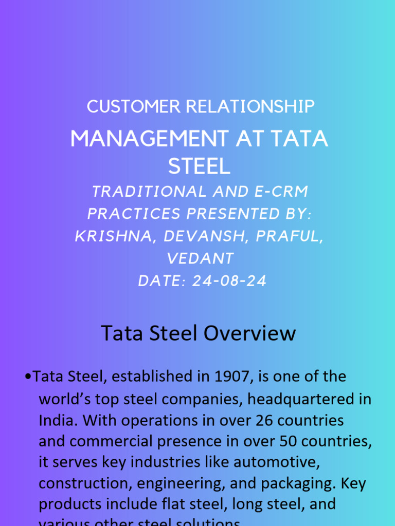 Tata Steel's CRM Strategies Overview | PDF | Customer Relationship ...