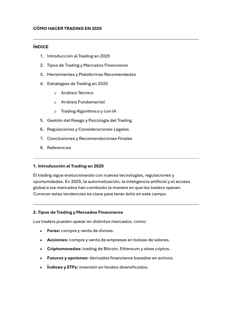 Guía de Trading 2025 para Principiantes | PDF | Comerciante (Finanzas ...