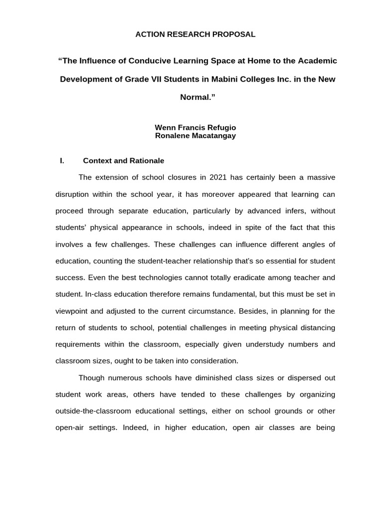 Conducive Home Learning Space Impact | PDF | Learning | Methodology