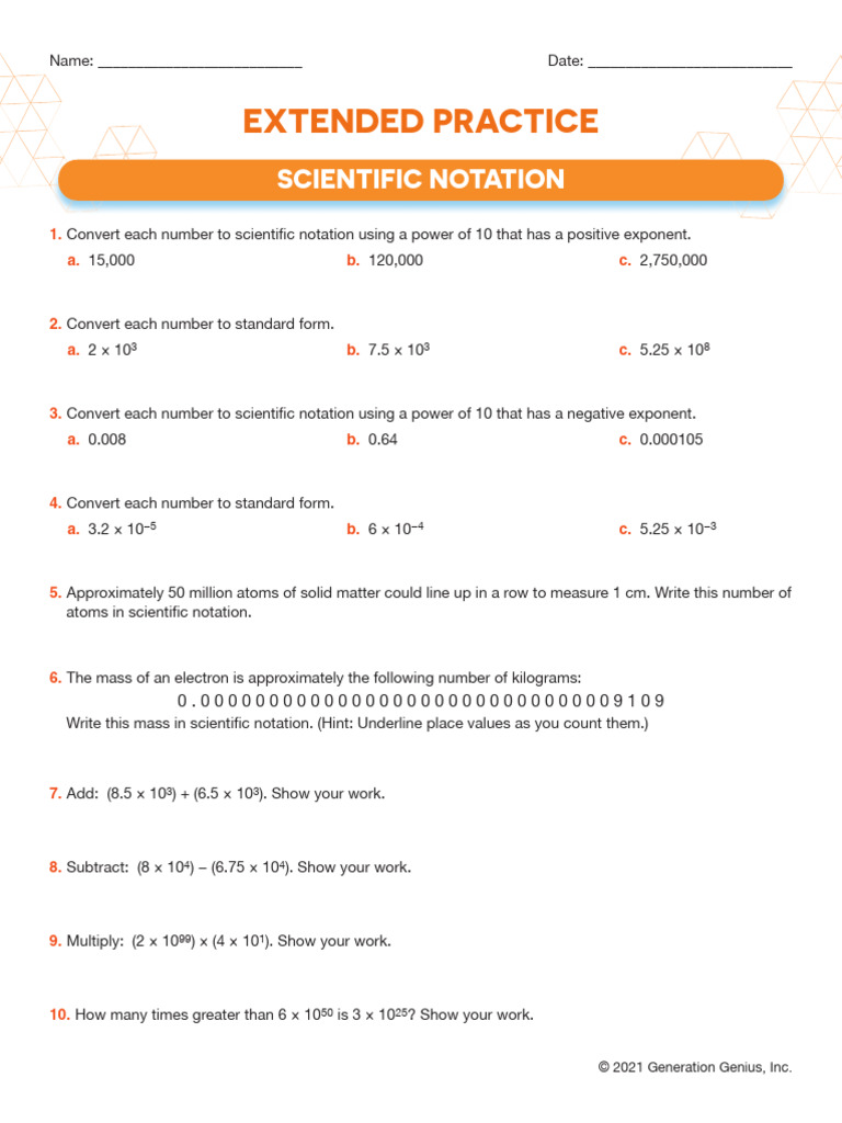 Scientific Notation Practice Exercises | PDF