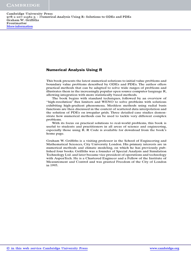 Numerical Analysis Using R Solutions To | PDF | Partial Differential ...