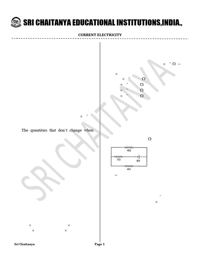 Current Electricity Concepts and Problems | PDF | Series And Parallel ...