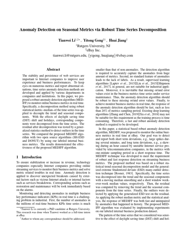 Robust Anomaly Detection with MEDIFF | PDF | Outlier | Time Series