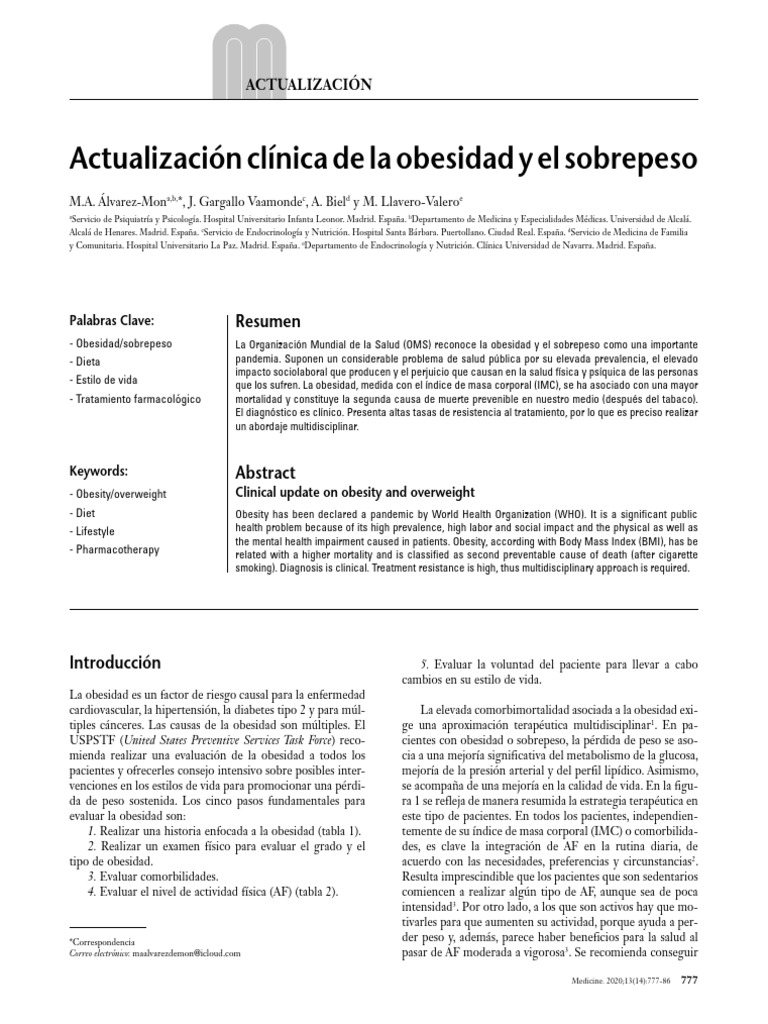 Actualización Clínica de La Obesidad y El Sobrepeso | PDF | Dieta ...