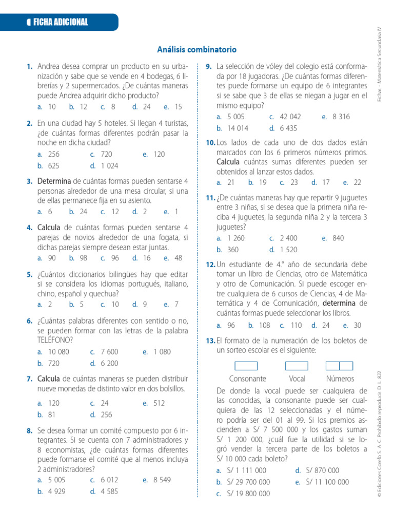 FA Analisis Combinatorio | PDF
