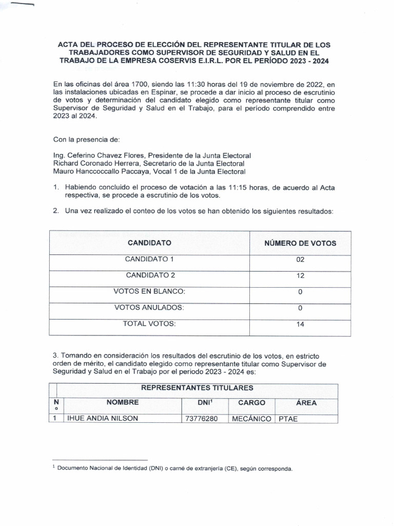 Acta de Proceso de Elecciones | PDF