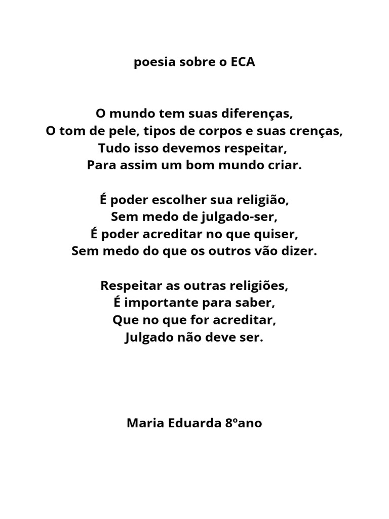 Poesia sobre Respeito e Diversidade | PDF