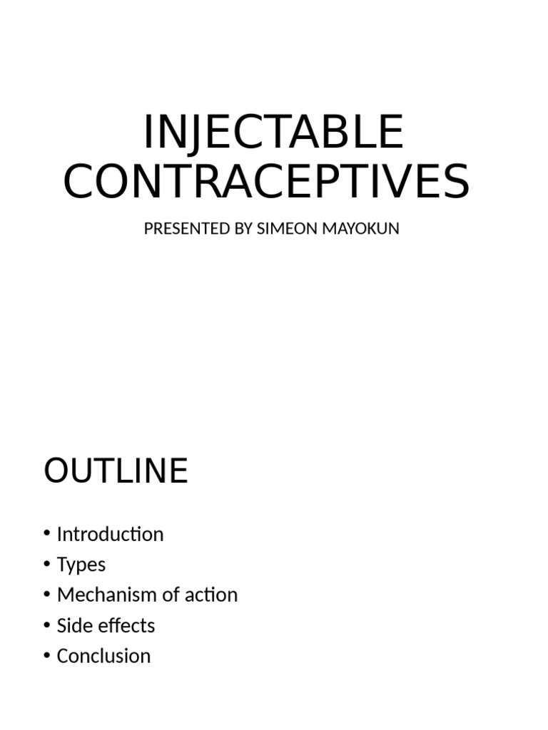 Injectable Contraceptives Overview | PDF | Gynaecology | Endocrine System