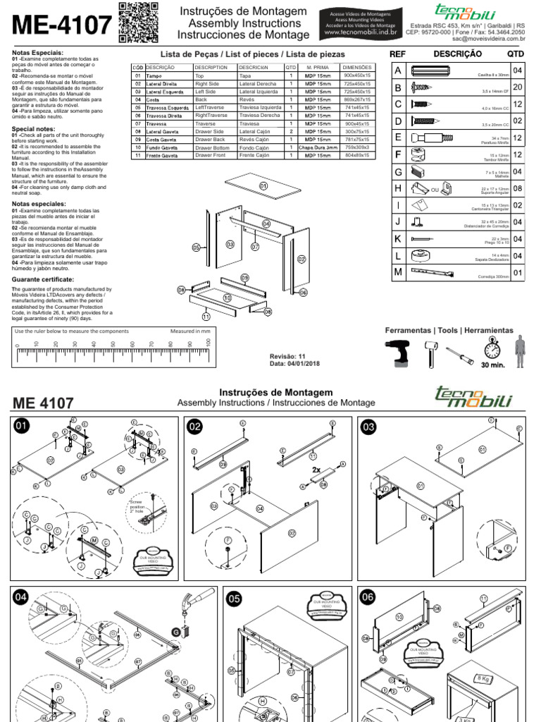 Instruções de Montagem de Móveis Videira | PDF