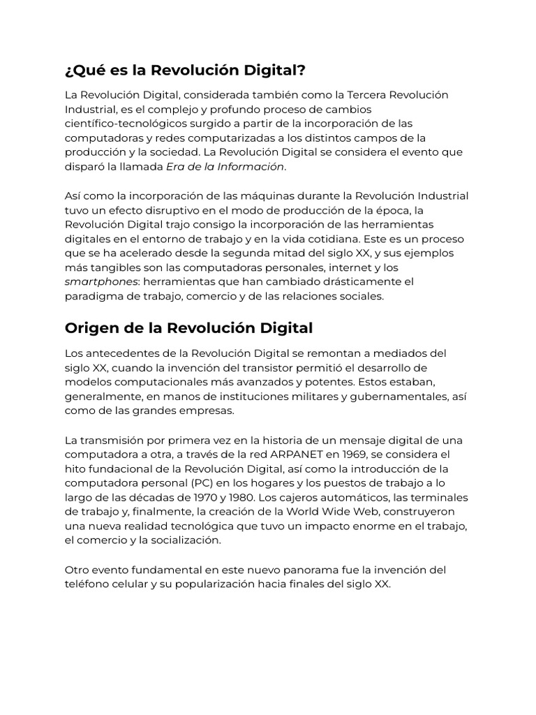 Impacto y Orígenes de la Revolución Digital | PDF | Edad de información ...