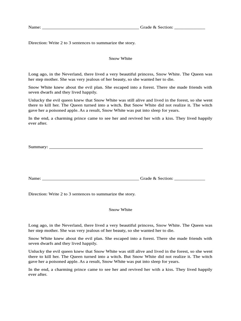 snow-white-story-summary-worksheet-pdf