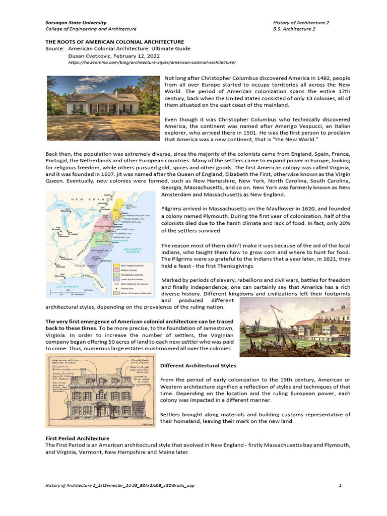 American Colonial Architecture Overview | PDF | Architectural Design ...