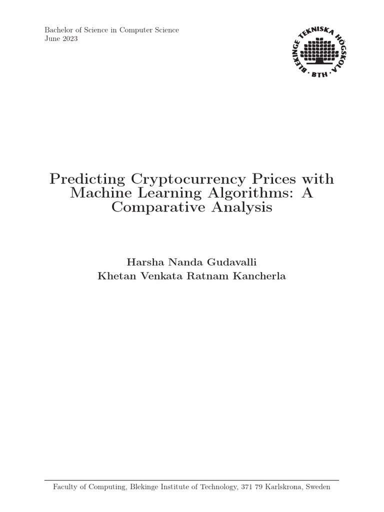 Machine Learning for Bitcoin Price Prediction | PDF | Machine Learning ...