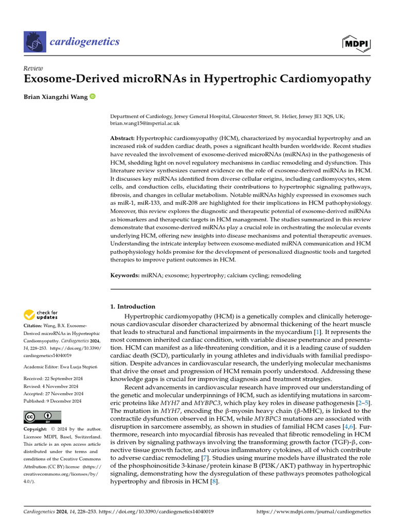 Exosome Derived Micro Rn as in Hypertrophic Cardiomyopathy | PDF ...