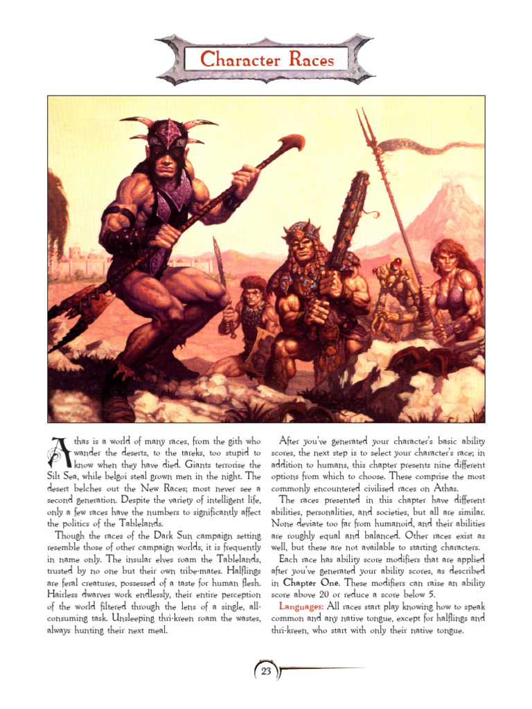 Dark Sun Races: Aarakocra Overview | PDF | Elf (Dungeons & Dragons ...