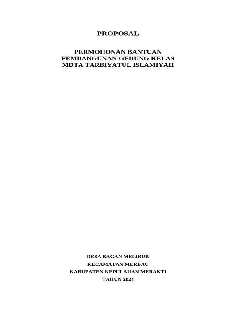 Permohonan Bantuan Gedung Kelas MDTA | PDF
