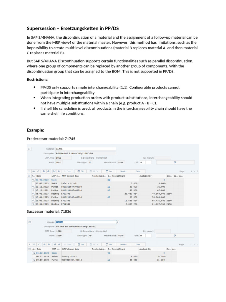Supersession Chains in SAP S/4HANA | PDF | Software | Computing