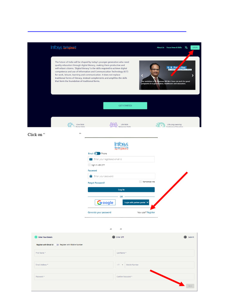 Infosys Springboard Registration Steps | PDF