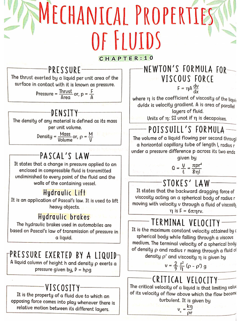 Key Points of Fluids | PDF