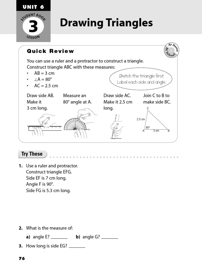 Triangle Construction Worksheet | PDF | Geometric Shapes | Triangle ...