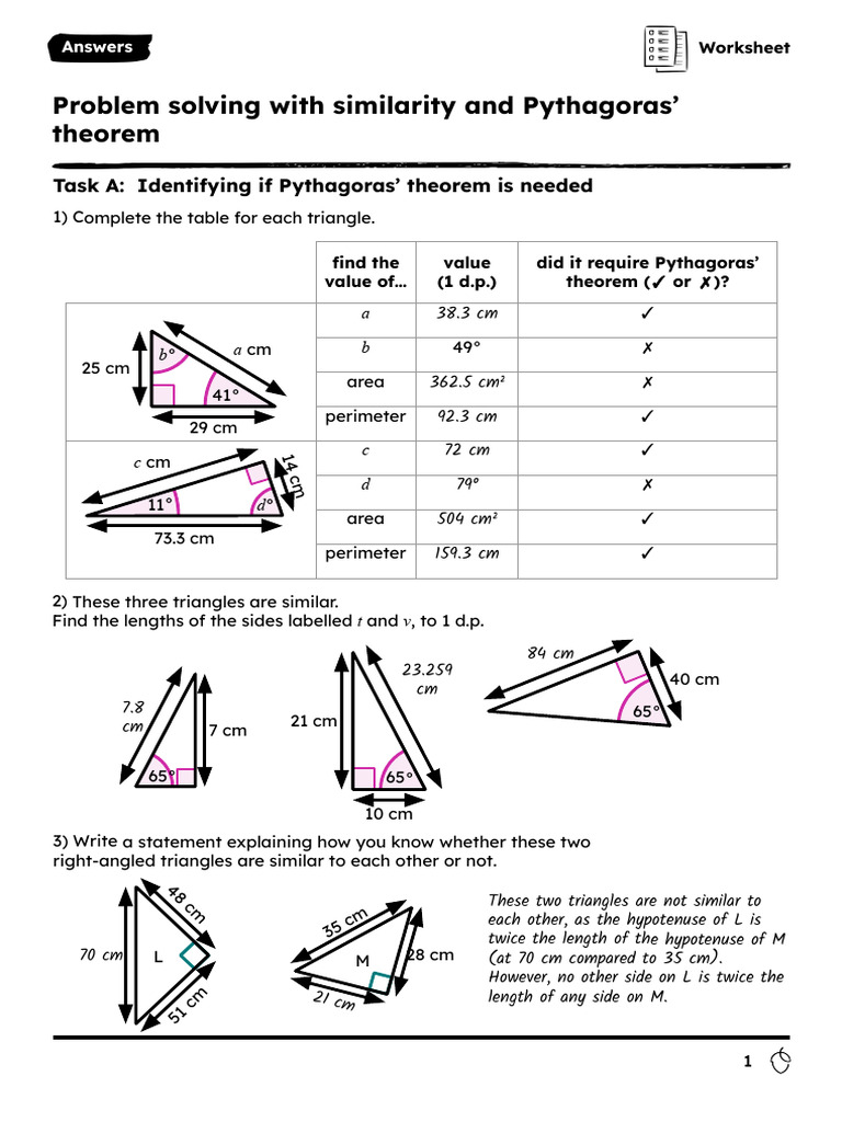 Pythagoras and Similarity Problem Solving | PDF | Triangle | Length