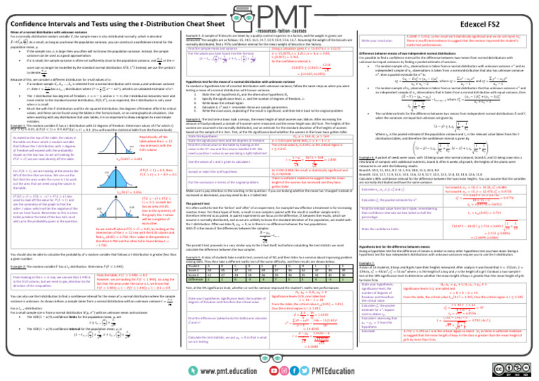 Ch.7 Confidence Intervals and Tests using t-Distribution | PDF | Normal ...