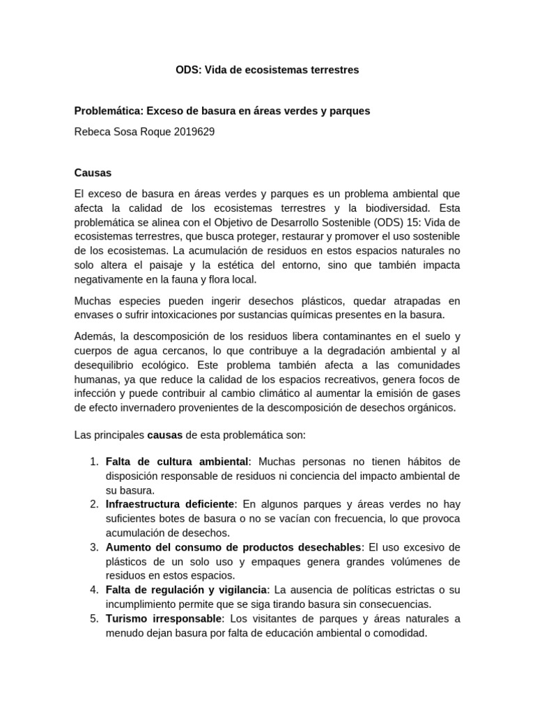 Basura en Parques: Impacto Ecológico | PDF | Residuos | Entorno natural