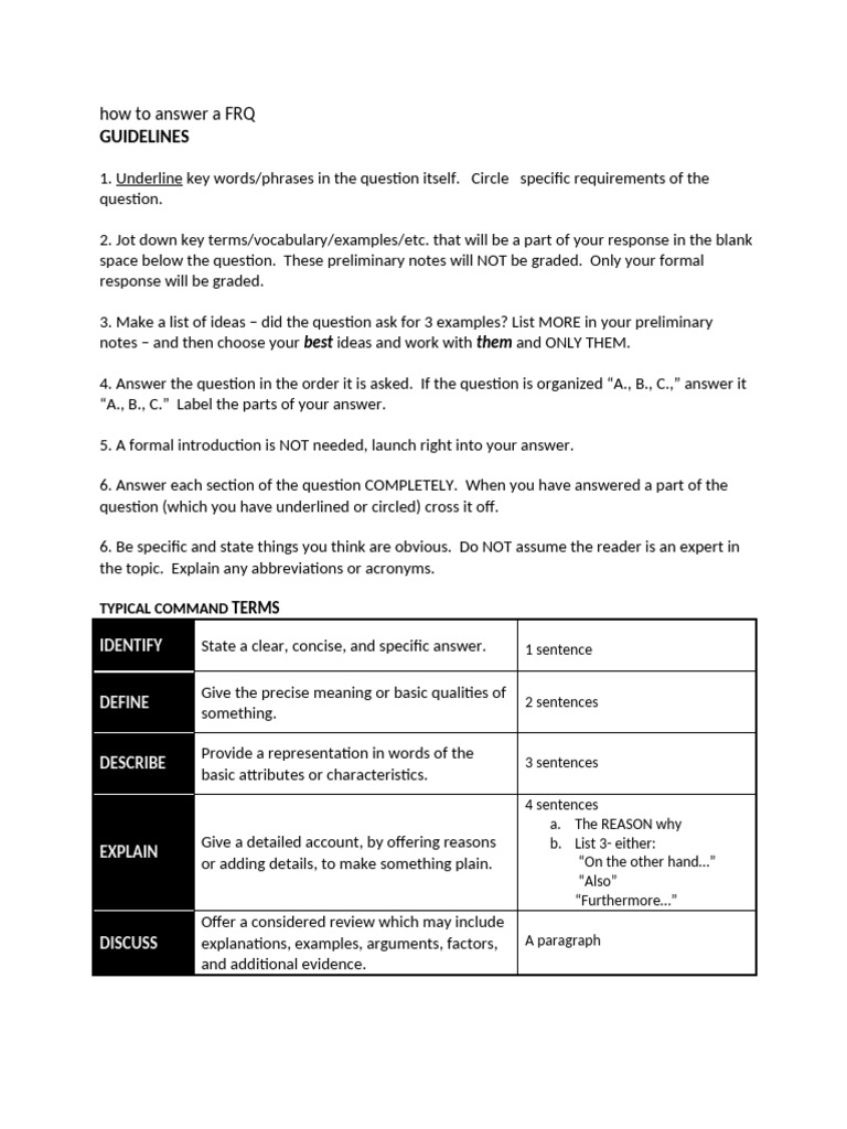 How to Effectively Answer FRQs | PDF