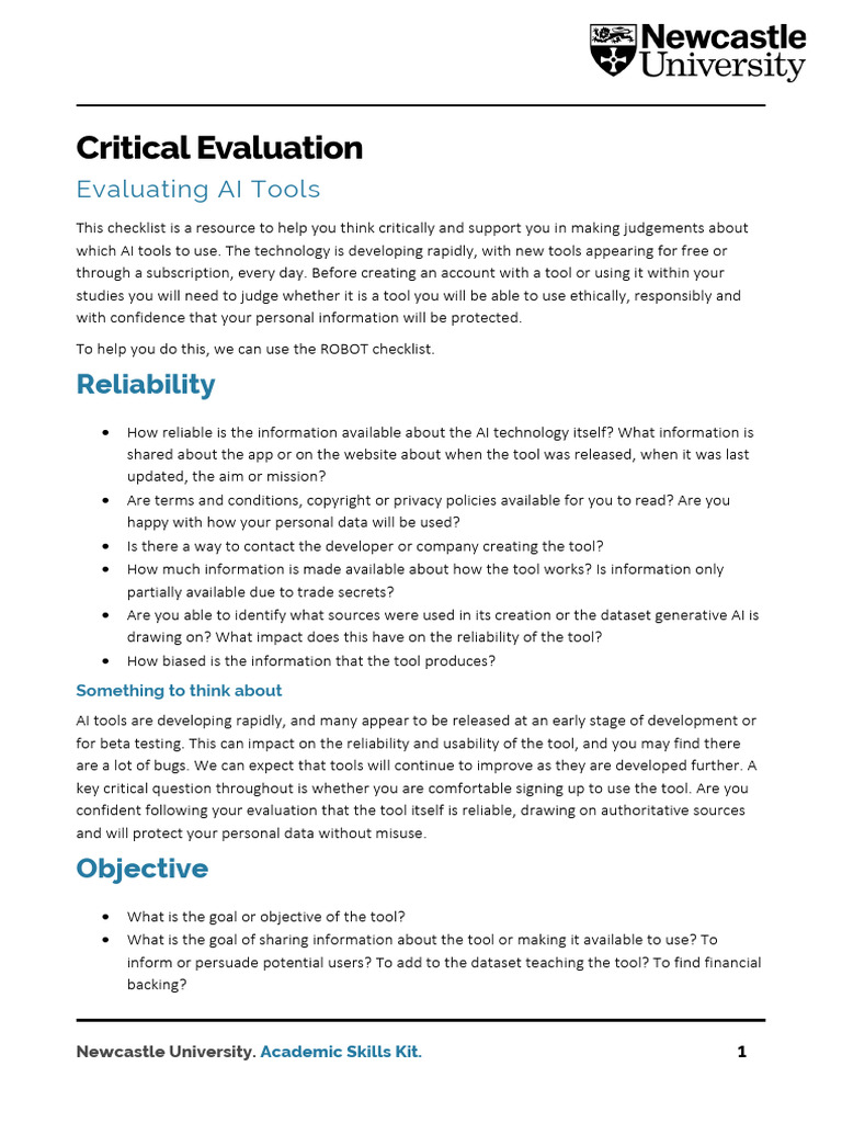 Evaluating Ai Tools A Critical Guide Pdf Artificial Intelligence