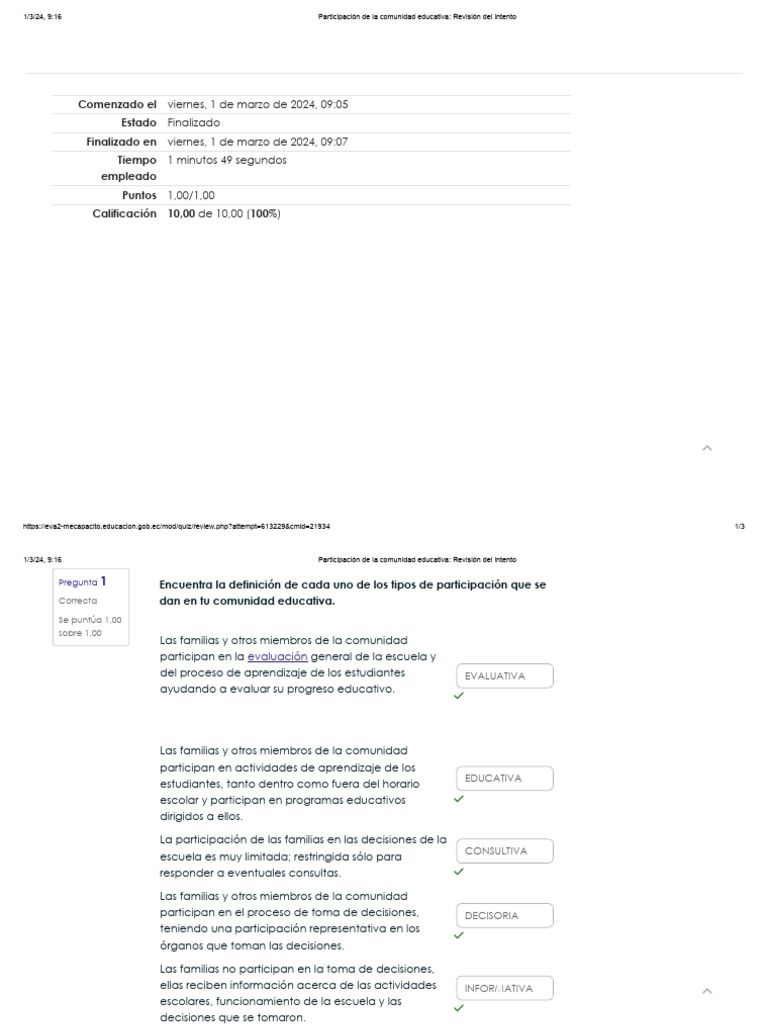 Participación de La Comunidad Educativa - Revisión Del Intento | PDF ...