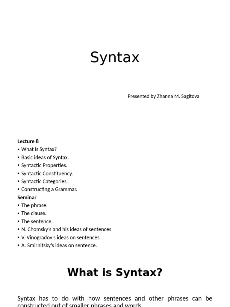 Understanding Syntax in Linguistics | PDF | Phrase | Syntax
