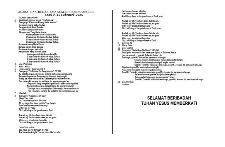 Acara Bina Rohani 15 Februari 2025 | PDF