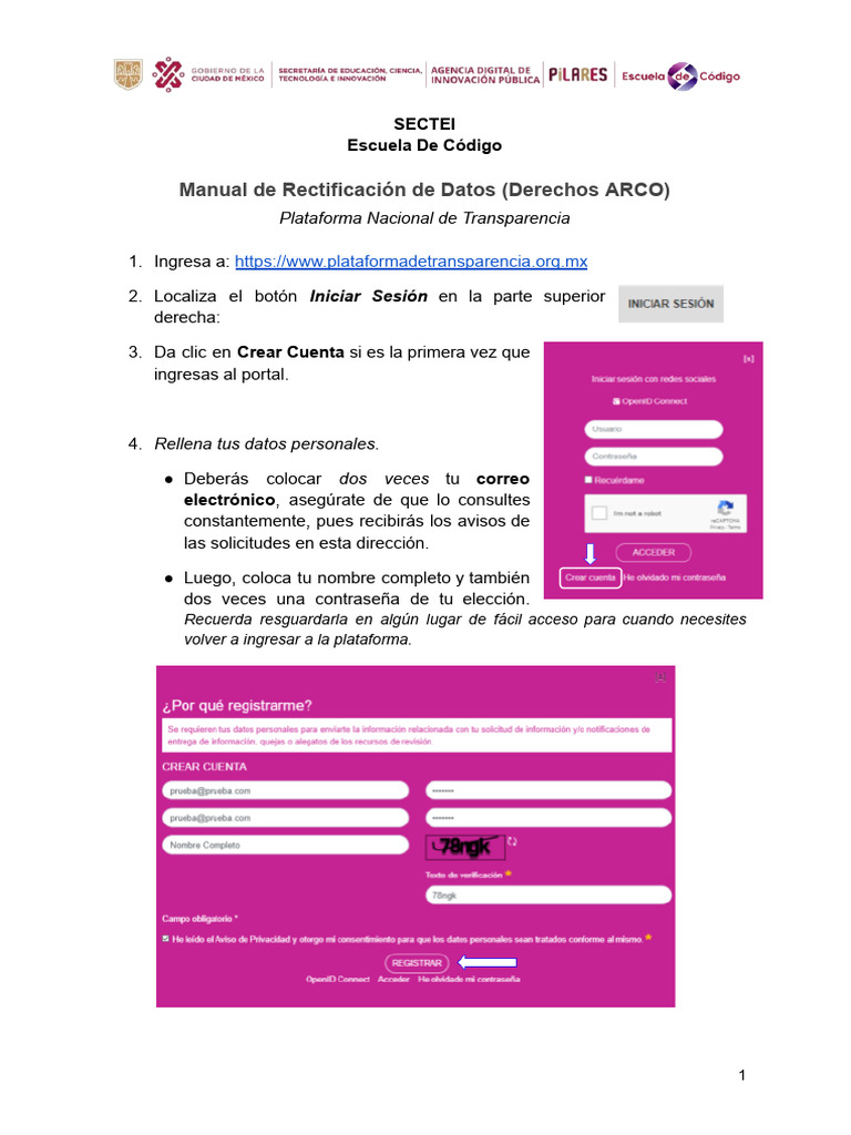 Guía para Rectificación de Datos ARCO | PDF | Informática