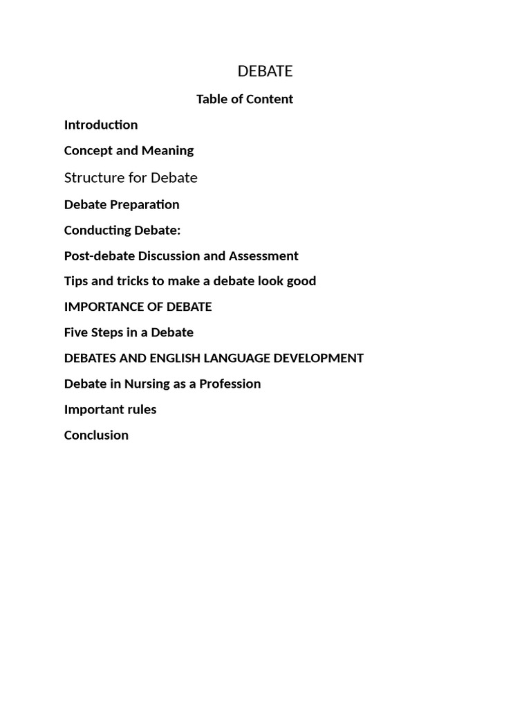 Understanding Debate Structure and Importance | PDF | Nursing | Nurse ...