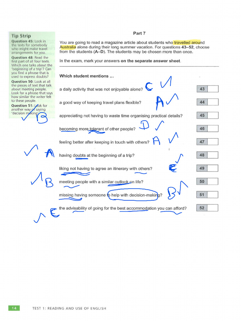 FCE Reading P7 Part 1 | PDF