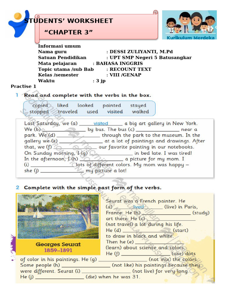 Grade 8 Recount Text Worksheet | PDF