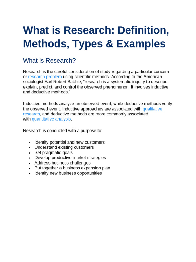 What is Reaearch, Examples and Methods | PDF