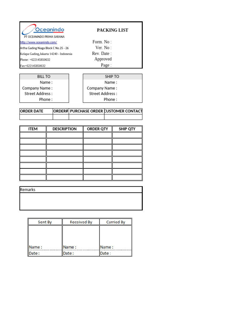 Packing List | PDF