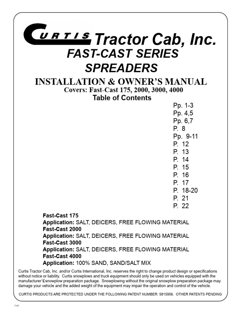 Fast-Cast Spreader Installation Manual | PDF | Electrical Connector | Screw