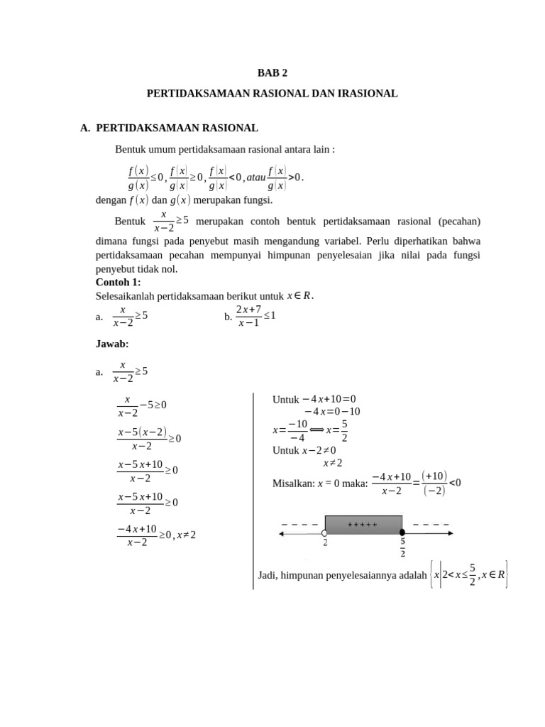 Pertidaksamaan Rasional: Contoh dan Penyelesaian | PDF