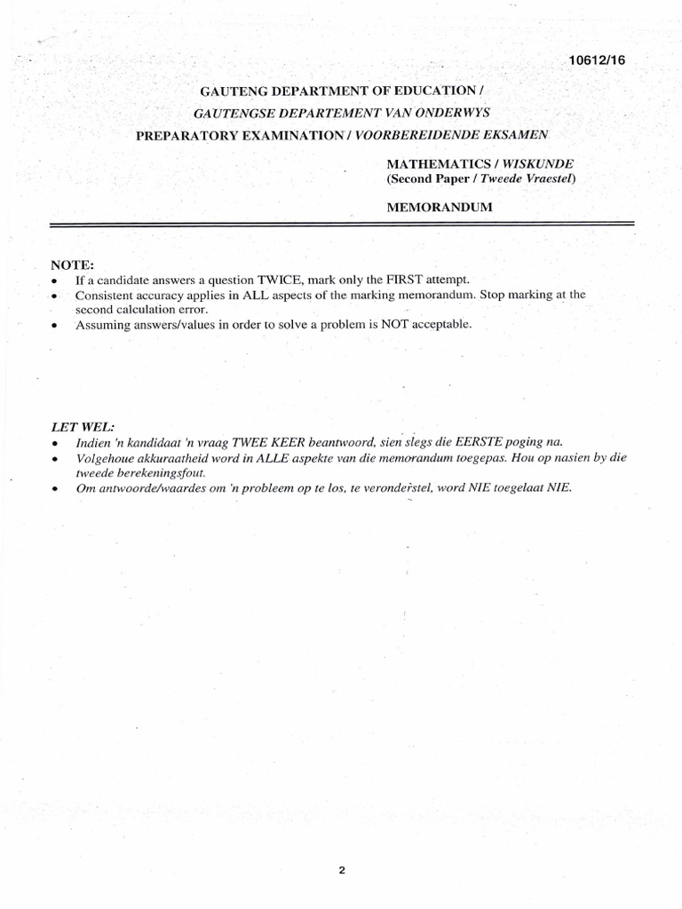 Mathematics Examination Memorandum | PDF | Euclidean Geometry ...