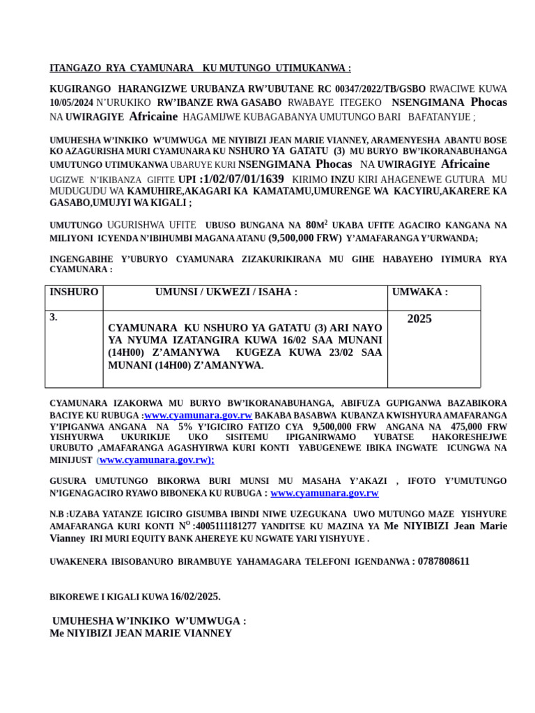 Cyamunara ku Mutungo Utimukanwa | PDF