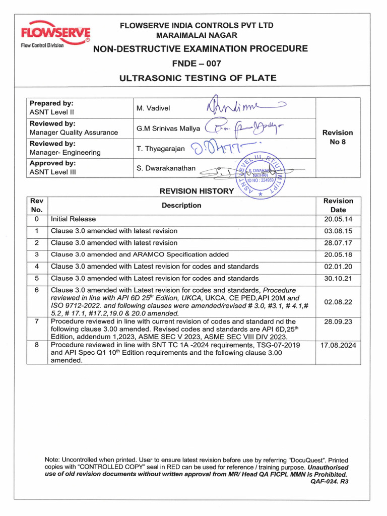 Ultrasonic Testing Procedure for Steel Plates | PDF | Nondestructive ...