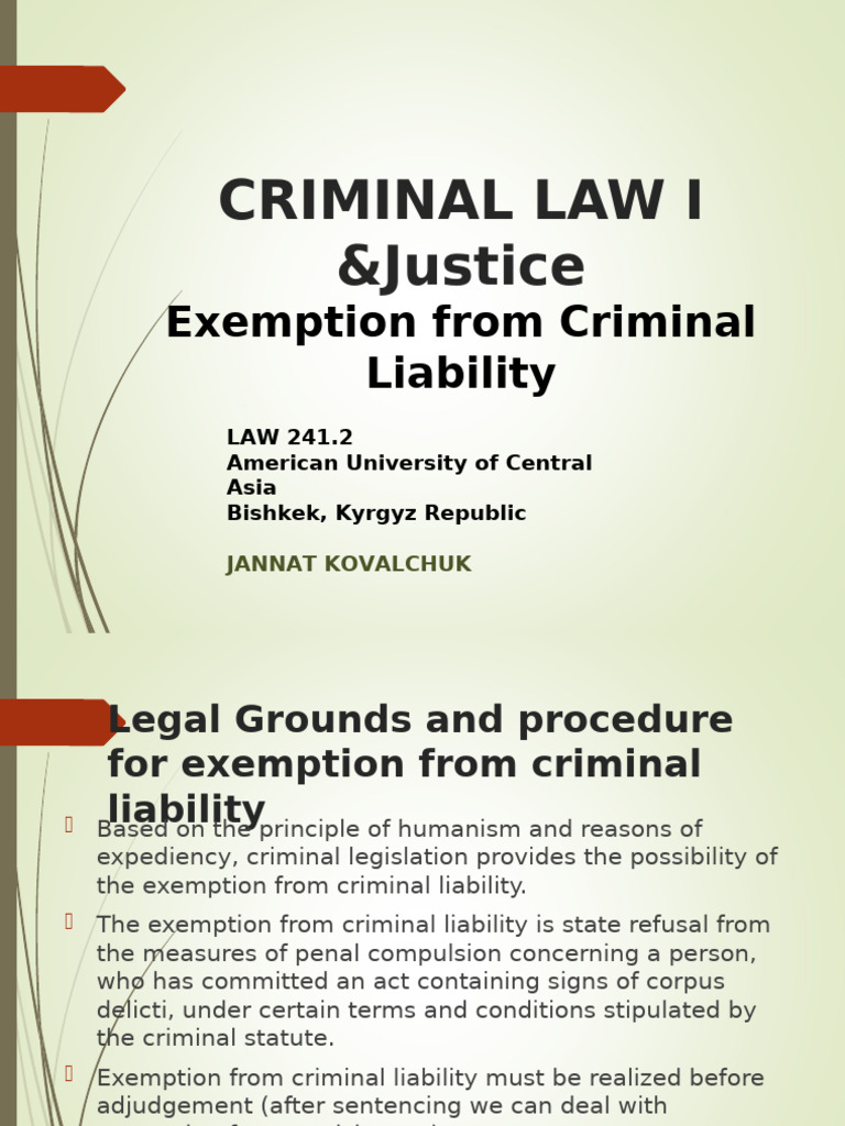 Exemption from Criminal Liability Explained | PDF | Statute Of ...
