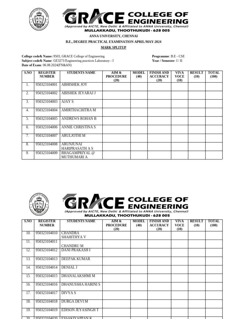 GE3271 Engineering Practices Lab Exam | PDF